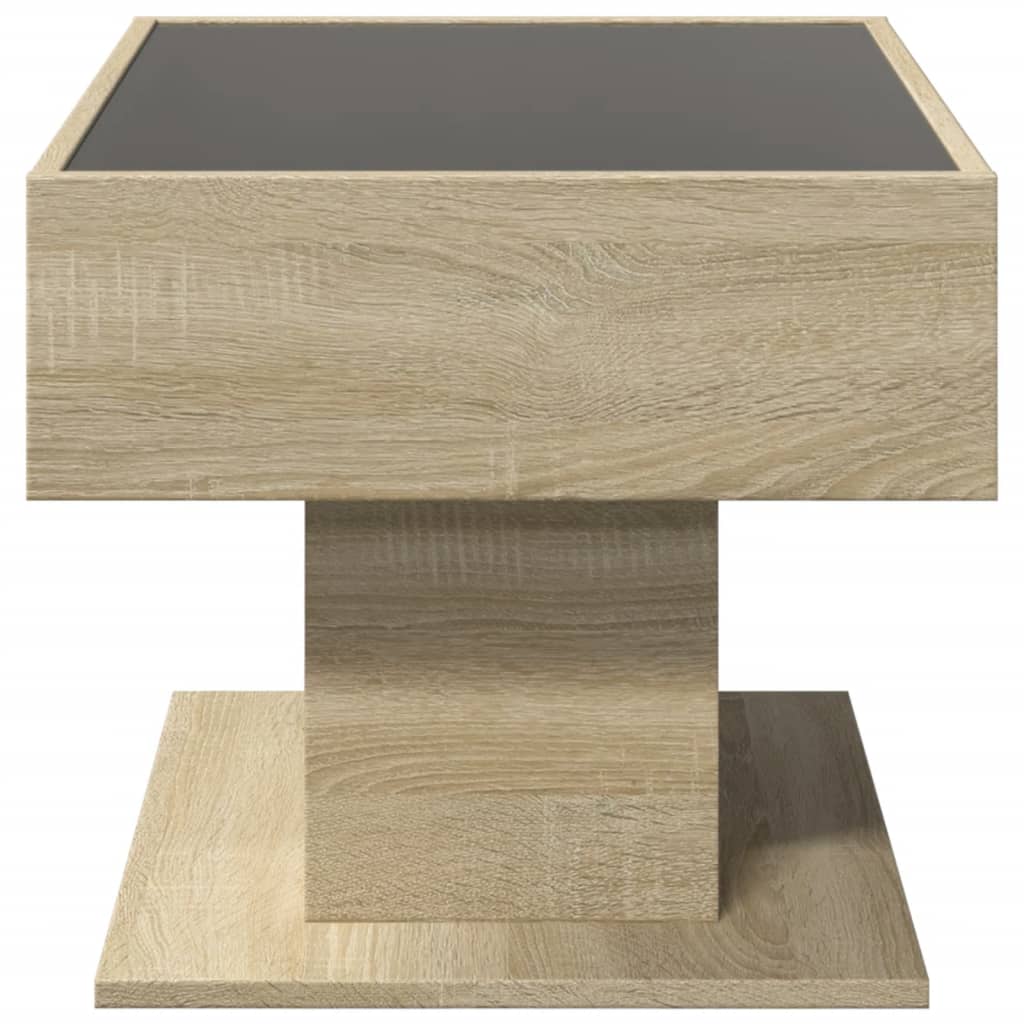 Coffee Table with LED Sonoma Oak 70x50x45 cm Engineered Wood