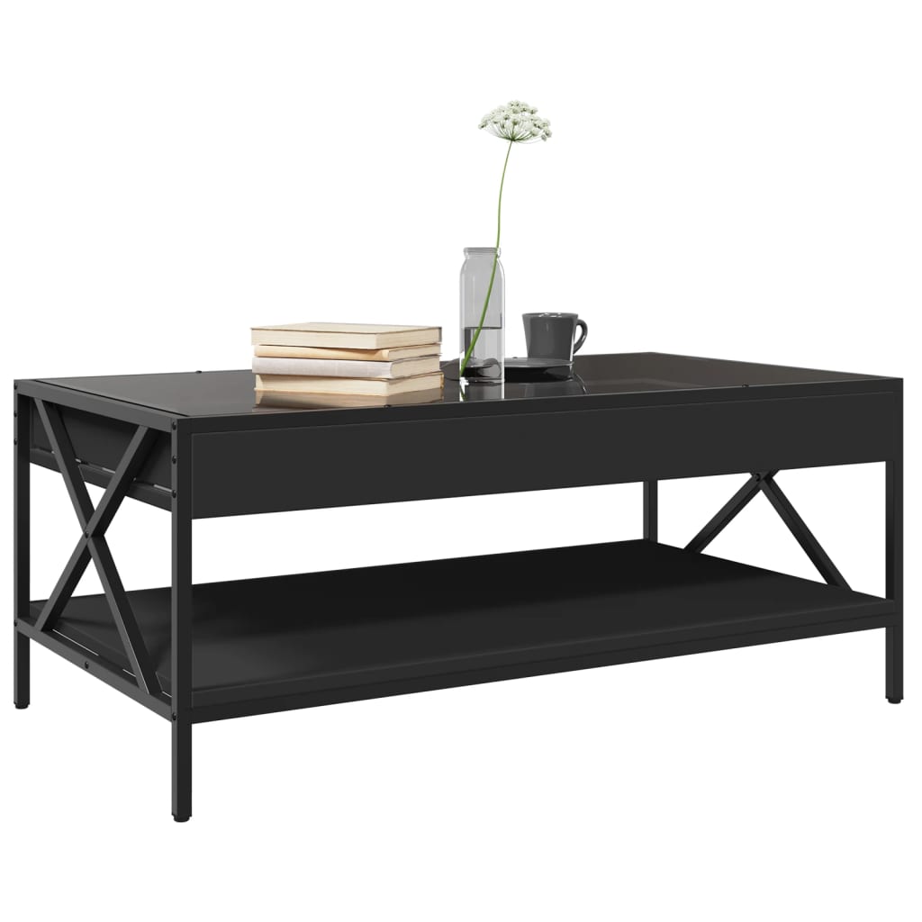 Coffee Table with Infinity LED Black 90x50x38 cm