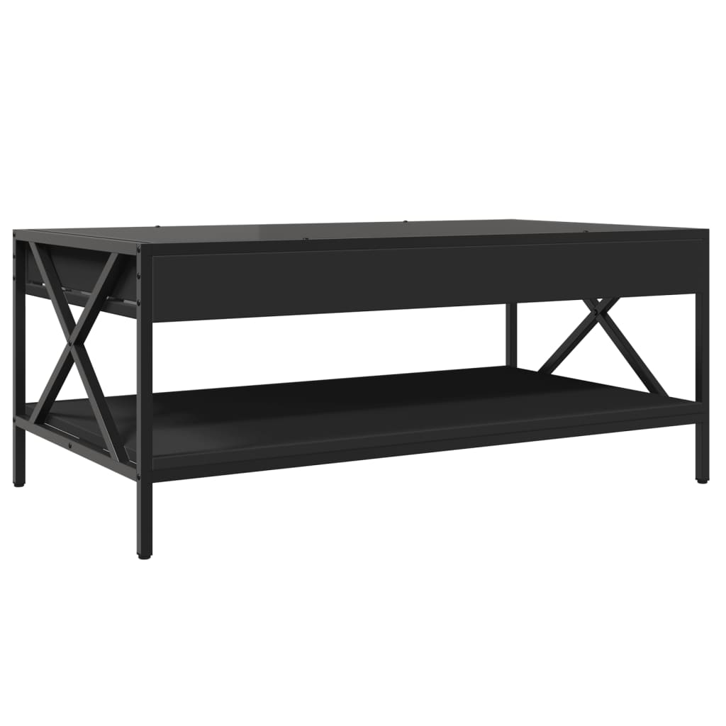 Coffee Table with Infinity LED Black 90x50x38 cm