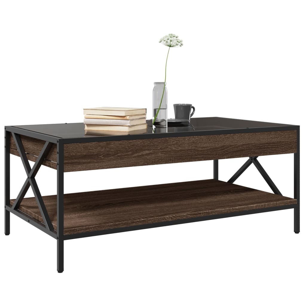 Coffee Table with Infinity LED Brown Oak 90x50x38 cm