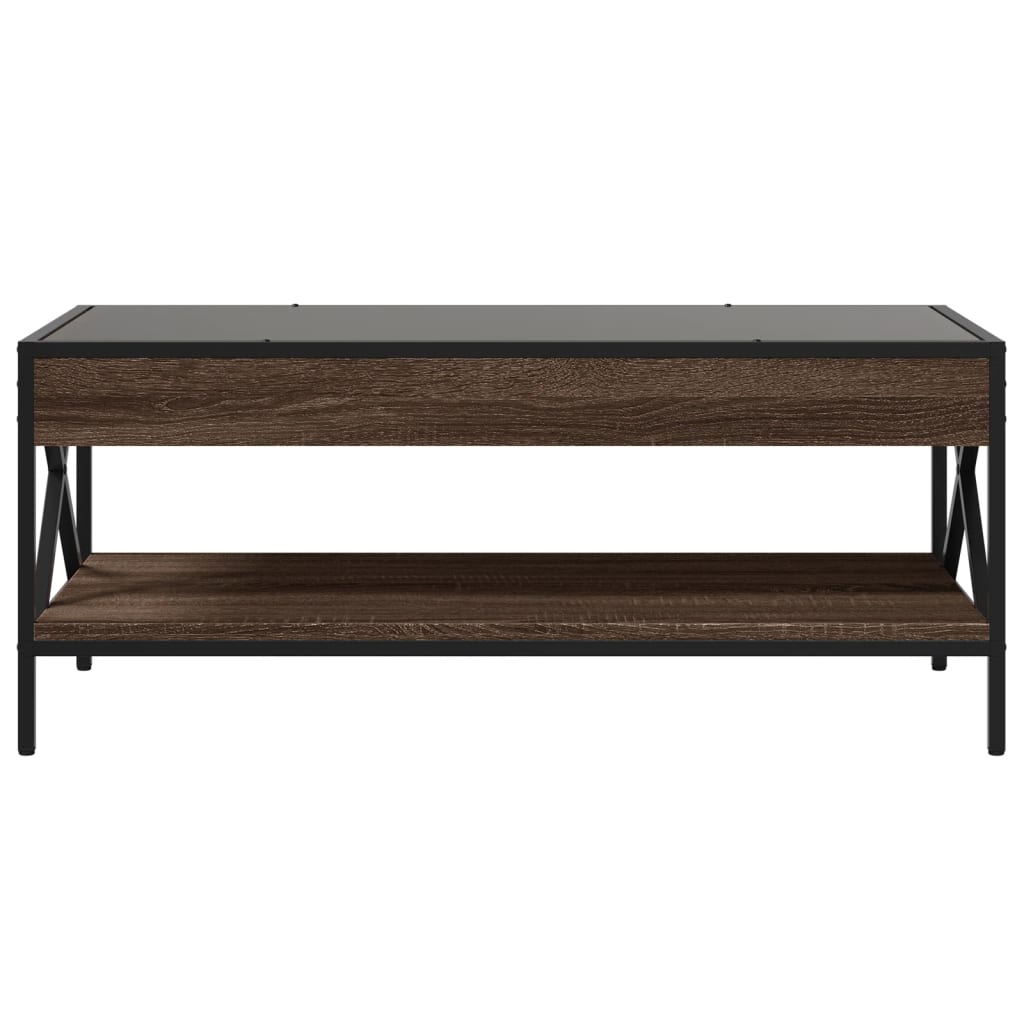 Coffee Table with Infinity LED Brown Oak 90x50x38 cm