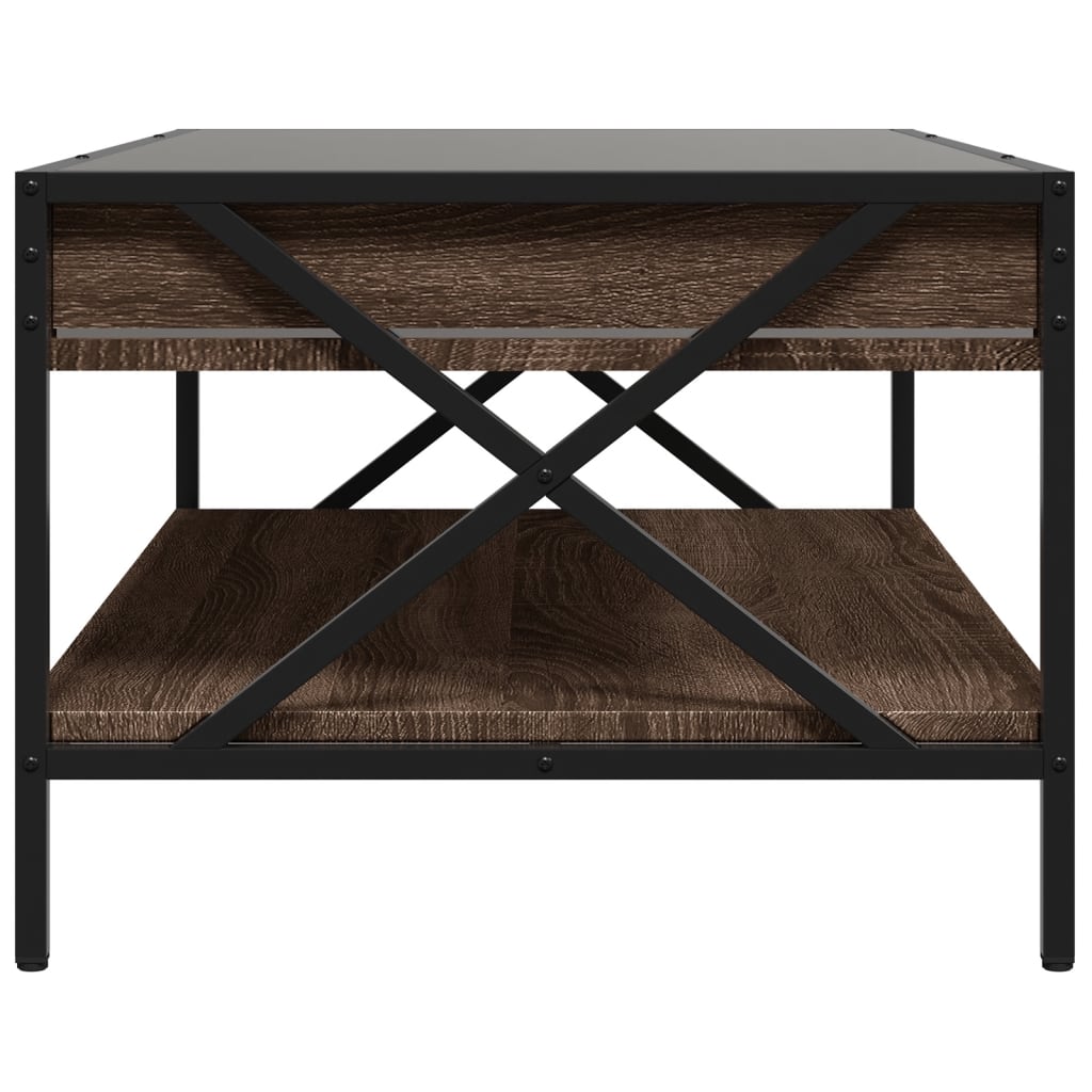 Coffee Table with Infinity LED Brown Oak 90x50x38 cm