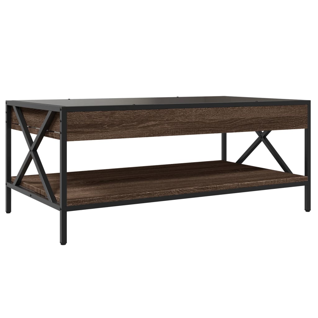 Coffee Table with Infinity LED Brown Oak 90x50x38 cm