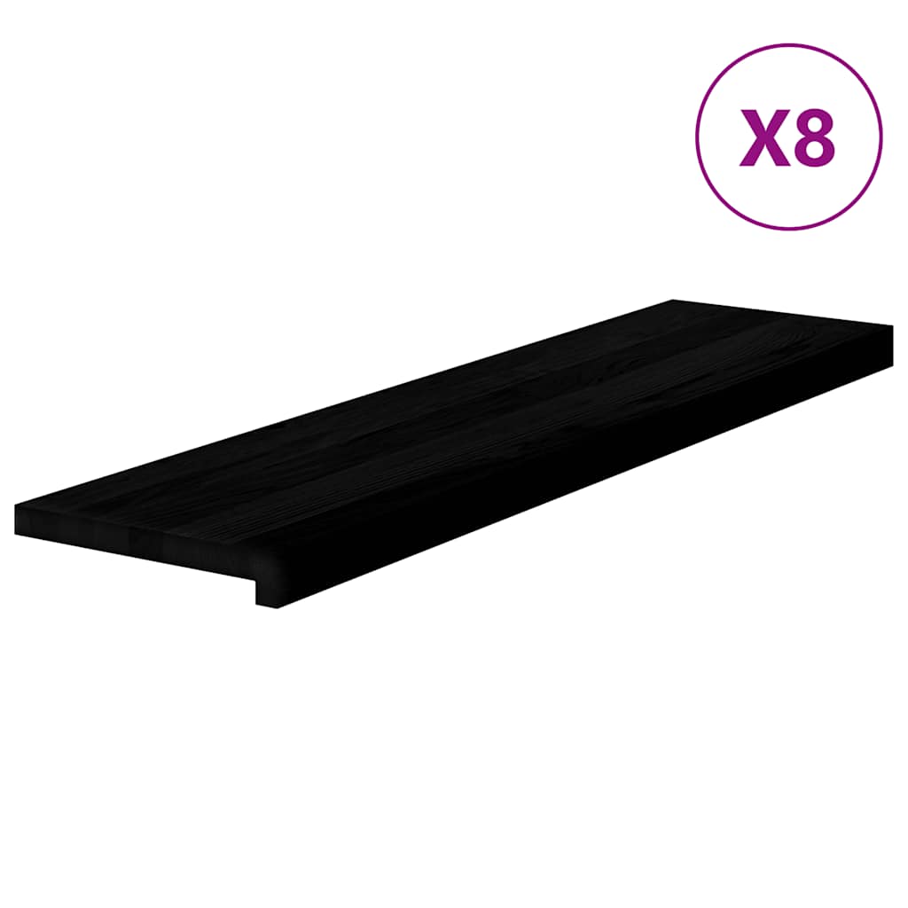 Stair Treads 8 pcs Dark Brown 100x25x2 cm Solid Wood Oak