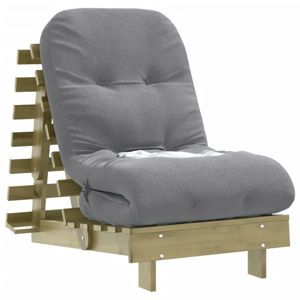 Futon Sofa Bed with Mattress 60x206x11 cm Impregnated Wood Pine