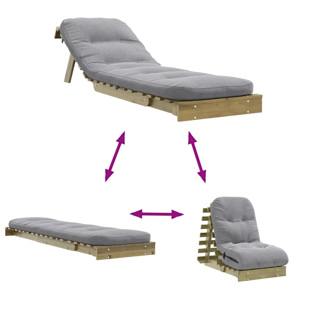 Futon Sofa Bed with Mattress 60x206x11 cm Impregnated Wood Pine