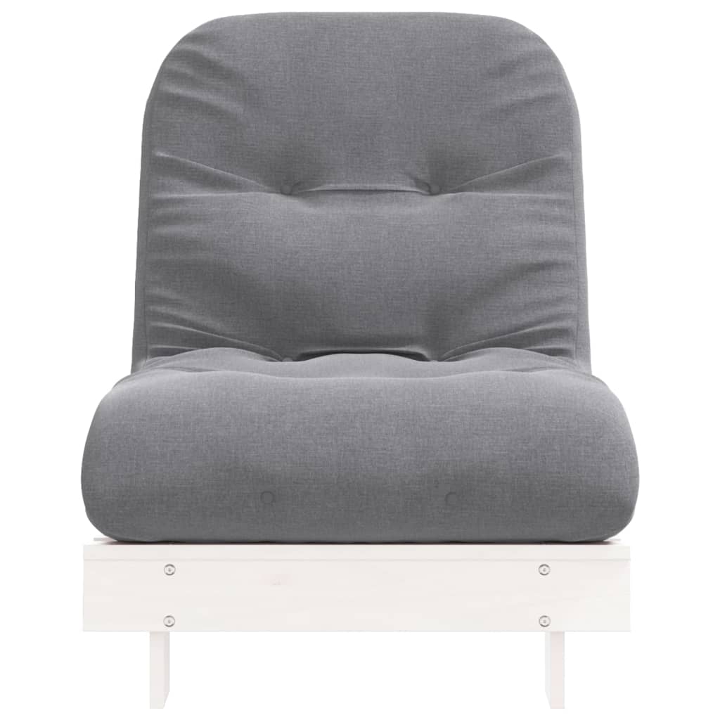 Futon Sofa Bed with Mattress White 70x206x11 cm Solid Wood Pine