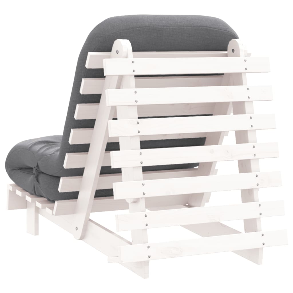Futon Sofa Bed with Mattress White 70x206x11 cm Solid Wood Pine