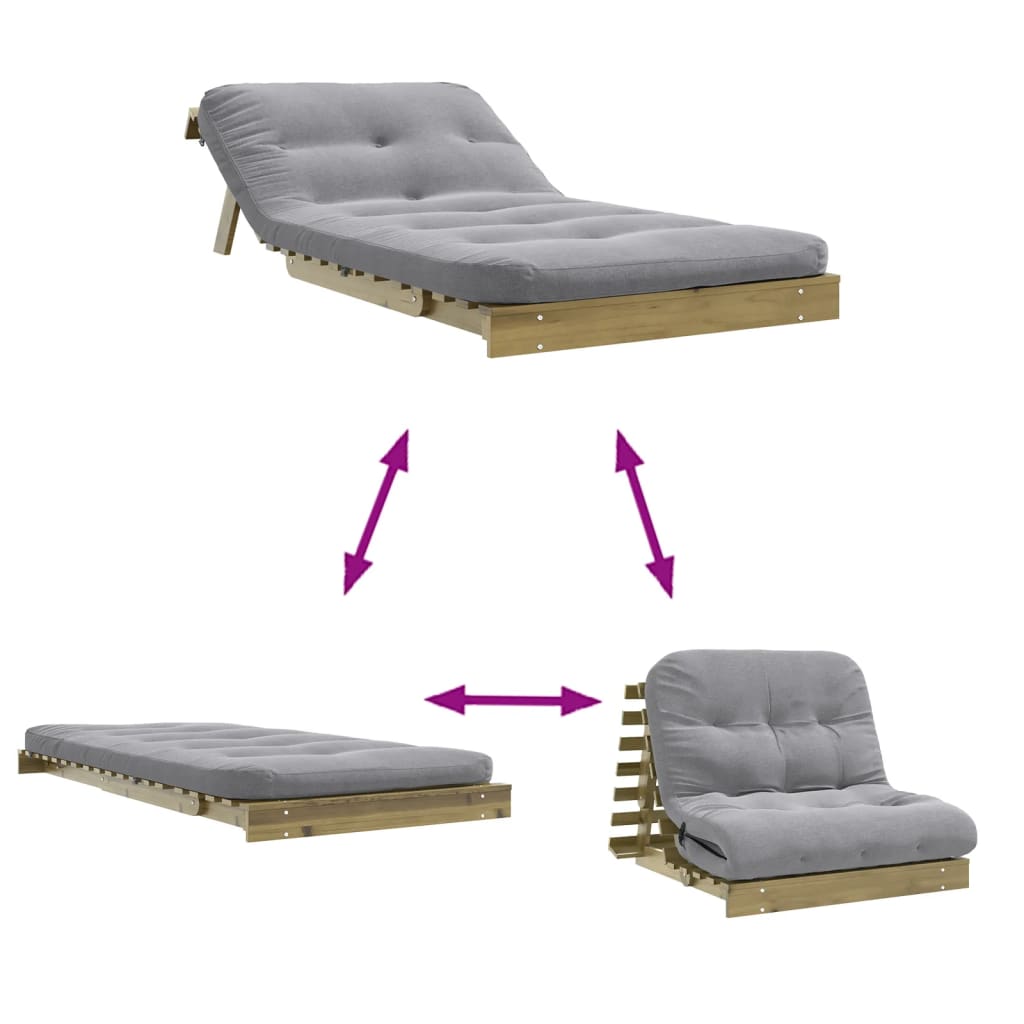Futon Sofa Bed with Mattress 100x206x11 cm Impregnated Wood Pine