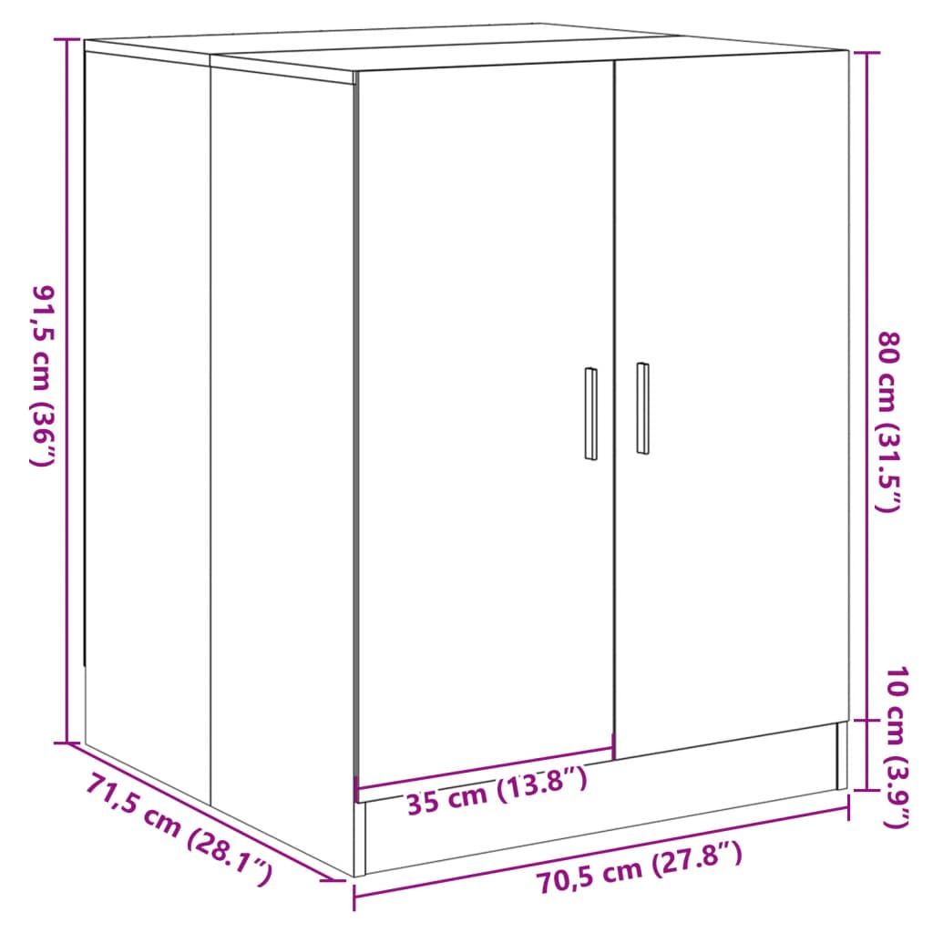 Washing Machine Cabinet Sonoma Oak 70.5x71.5x91.5 cm