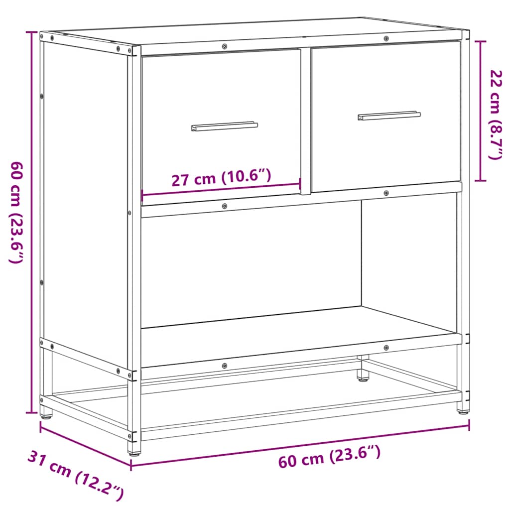 Bedside Cabinet Sonoma Oak 60x31x60 cm Engineered Wood and Metal