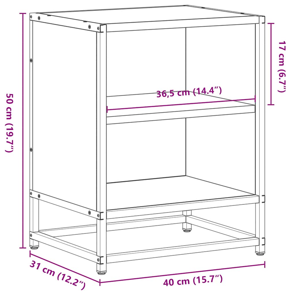 Bedside Cabinets 2 pcs Smoked Oak 40x31x50 cm Engineered Wood and Metal