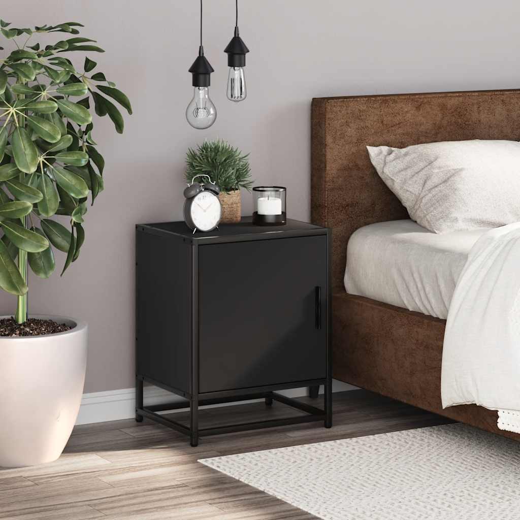 Bedside Cabinet Black 40x31x50 cm Engineered Wood and Metal