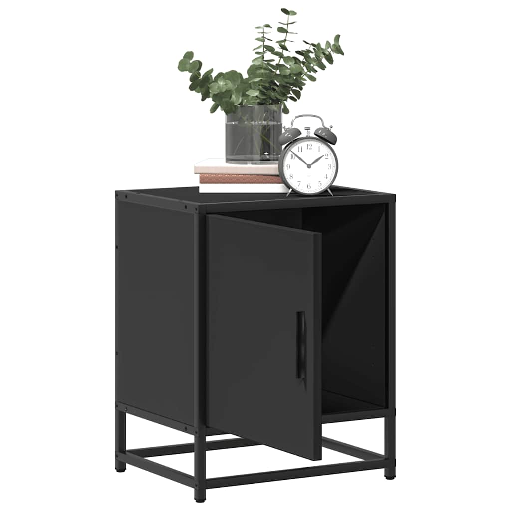 Bedside Cabinets 2 pcs Black 40x31x50 cm Engineered Wood and Metal