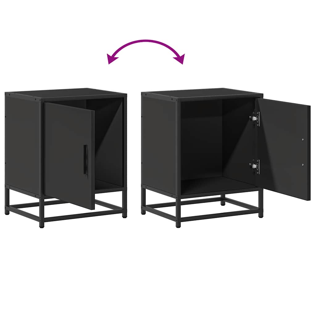 Bedside Cabinets 2 pcs Black 40x31x50 cm Engineered Wood and Metal