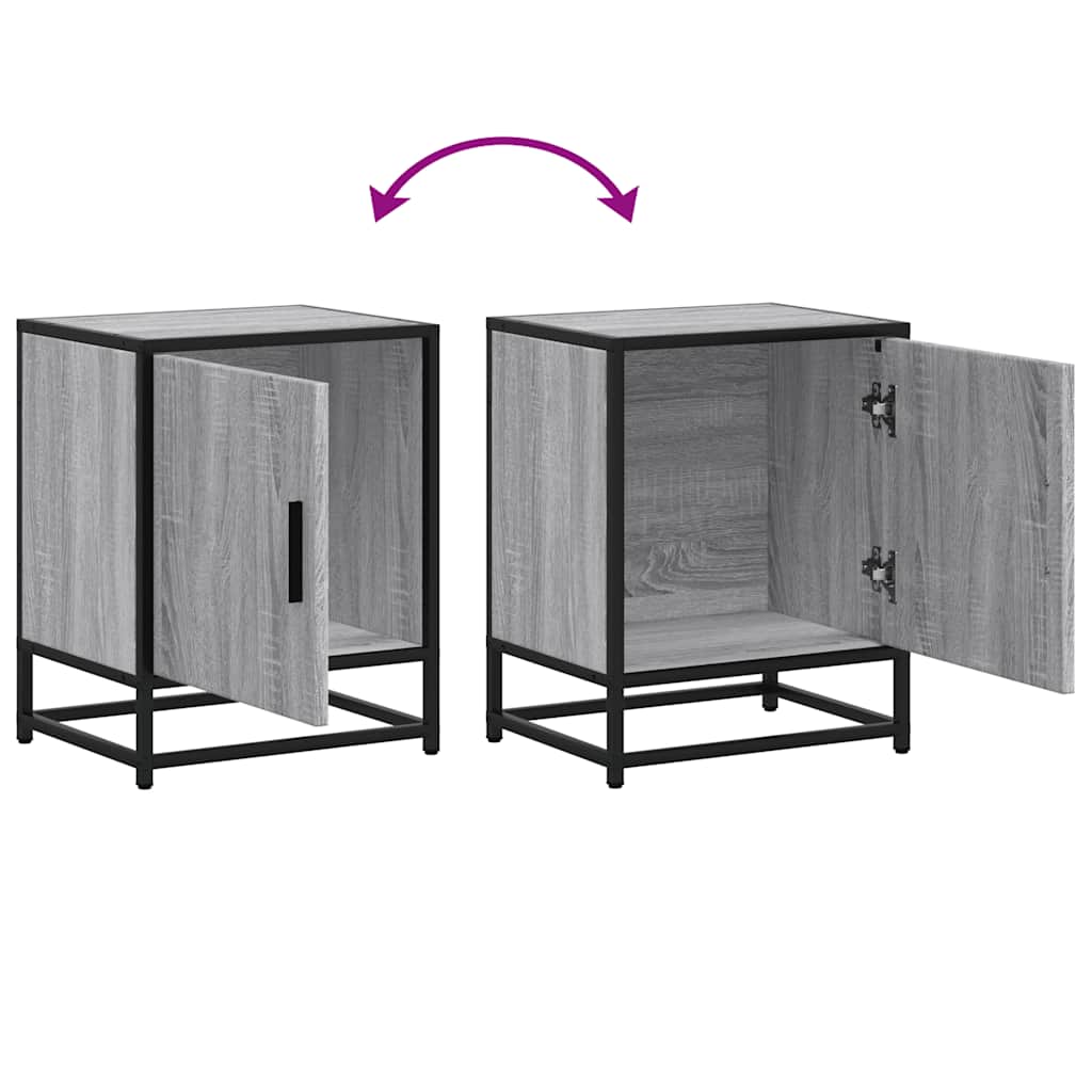 Bedside Cabinet Grey Sonoma 40x31x50 cm Engineered Wood and Metal