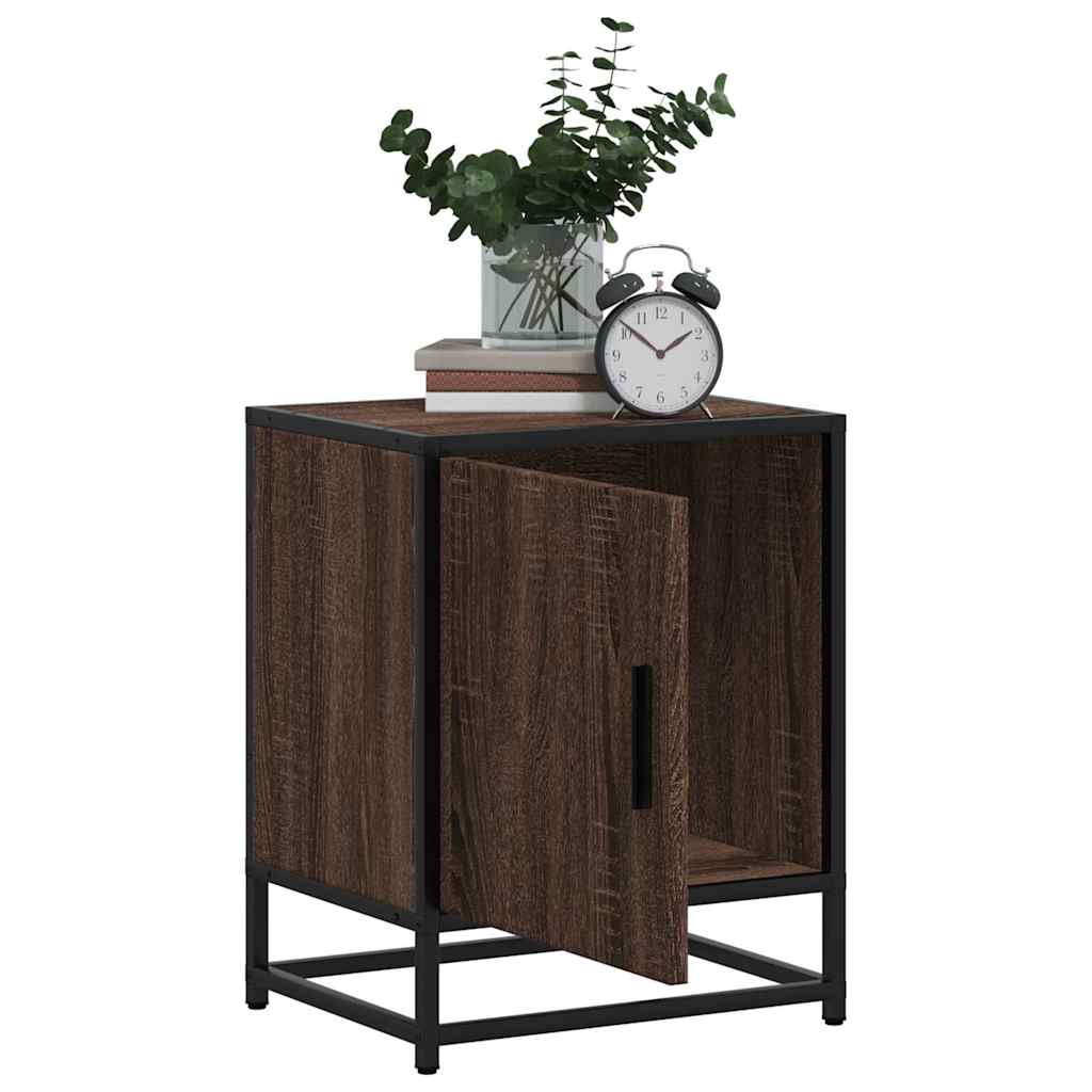 Bedside Cabinets 2 pcs Brown Oak 40x31x50 cm Engineered Wood and Metal