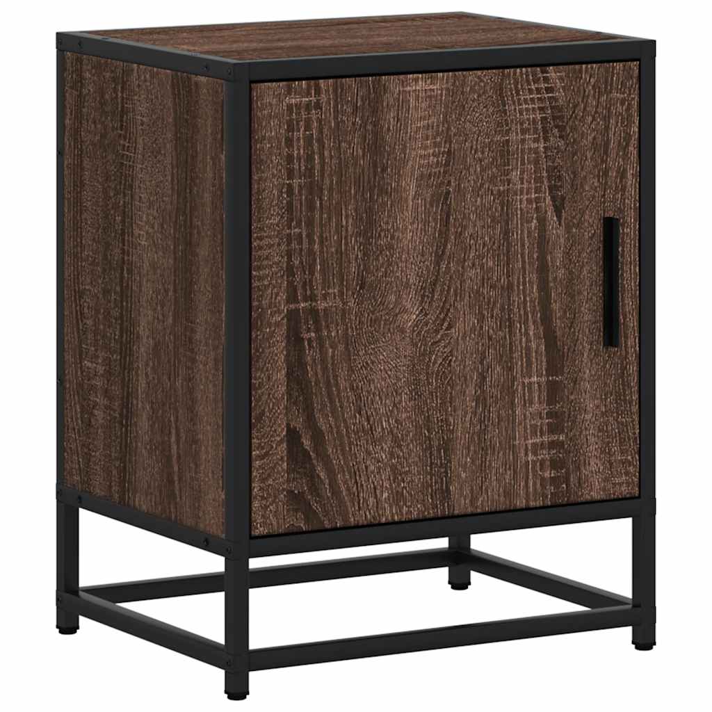 Bedside Cabinets 2 pcs Brown Oak 40x31x50 cm Engineered Wood and Metal