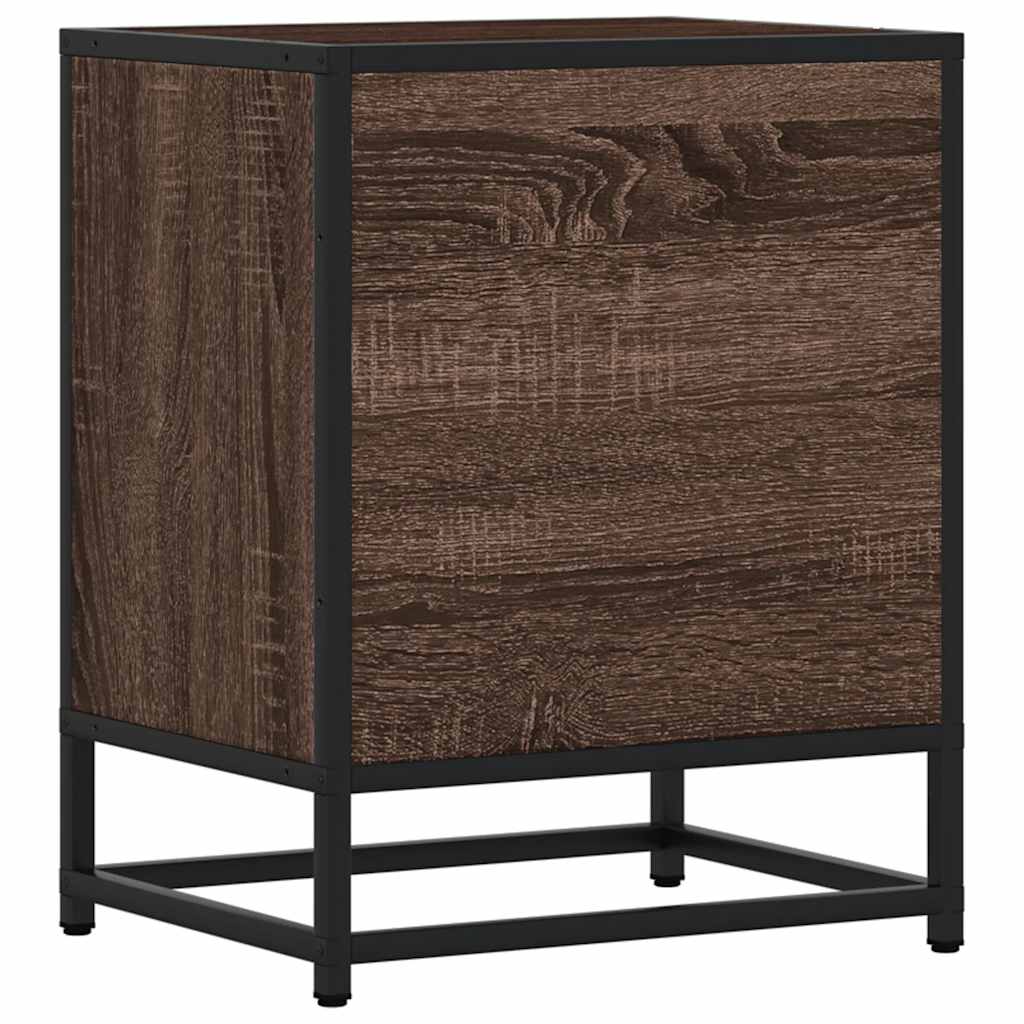 Bedside Cabinets 2 pcs Brown Oak 40x31x50 cm Engineered Wood and Metal