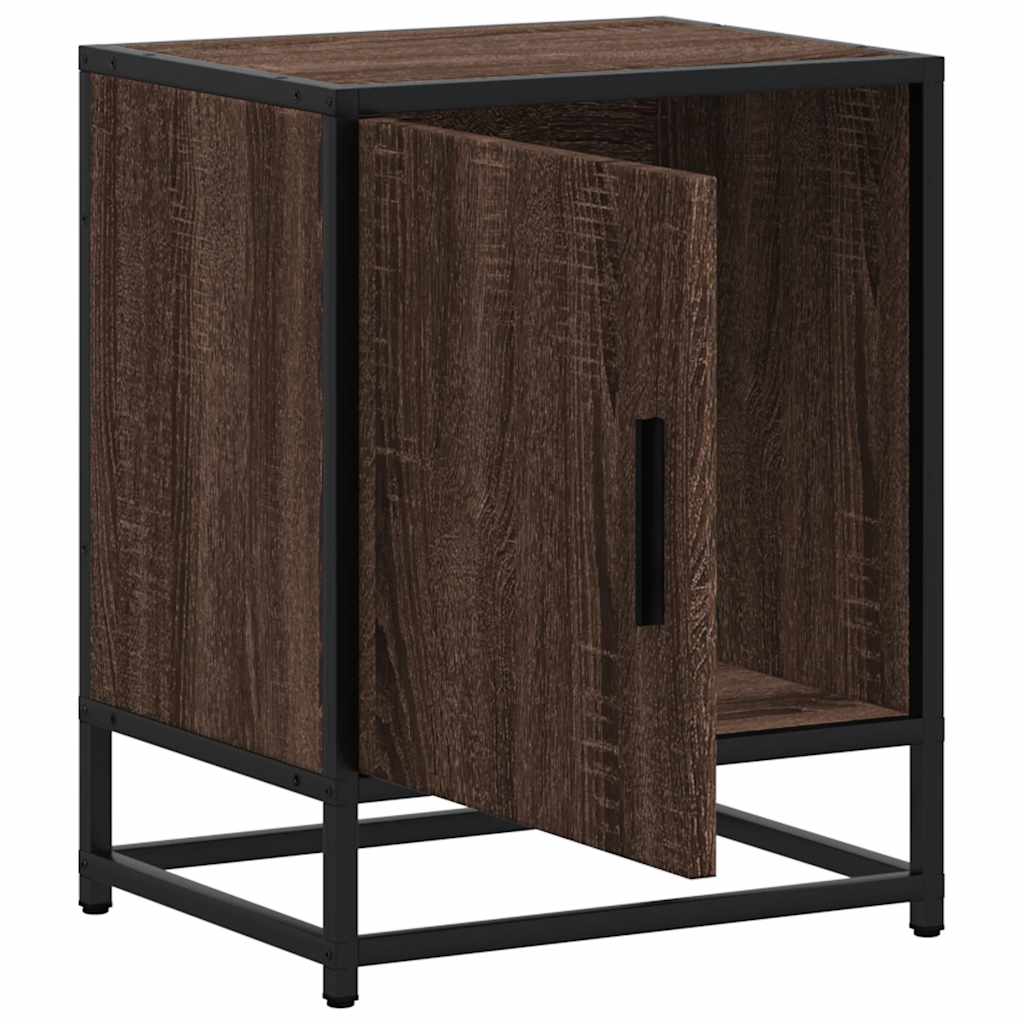 Bedside Cabinets 2 pcs Brown Oak 40x31x50 cm Engineered Wood and Metal