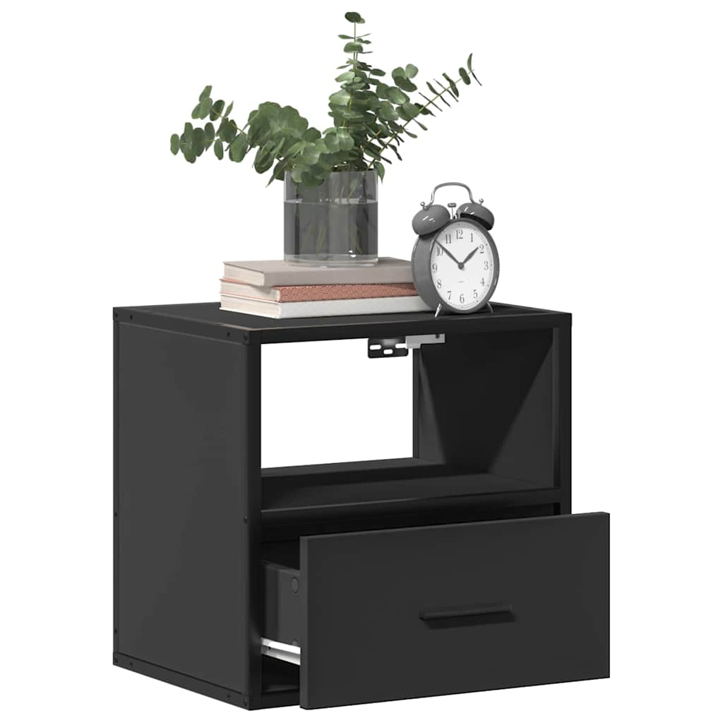 Wall-mounted Bedside Cabinet Black 40x31x39.5 cm