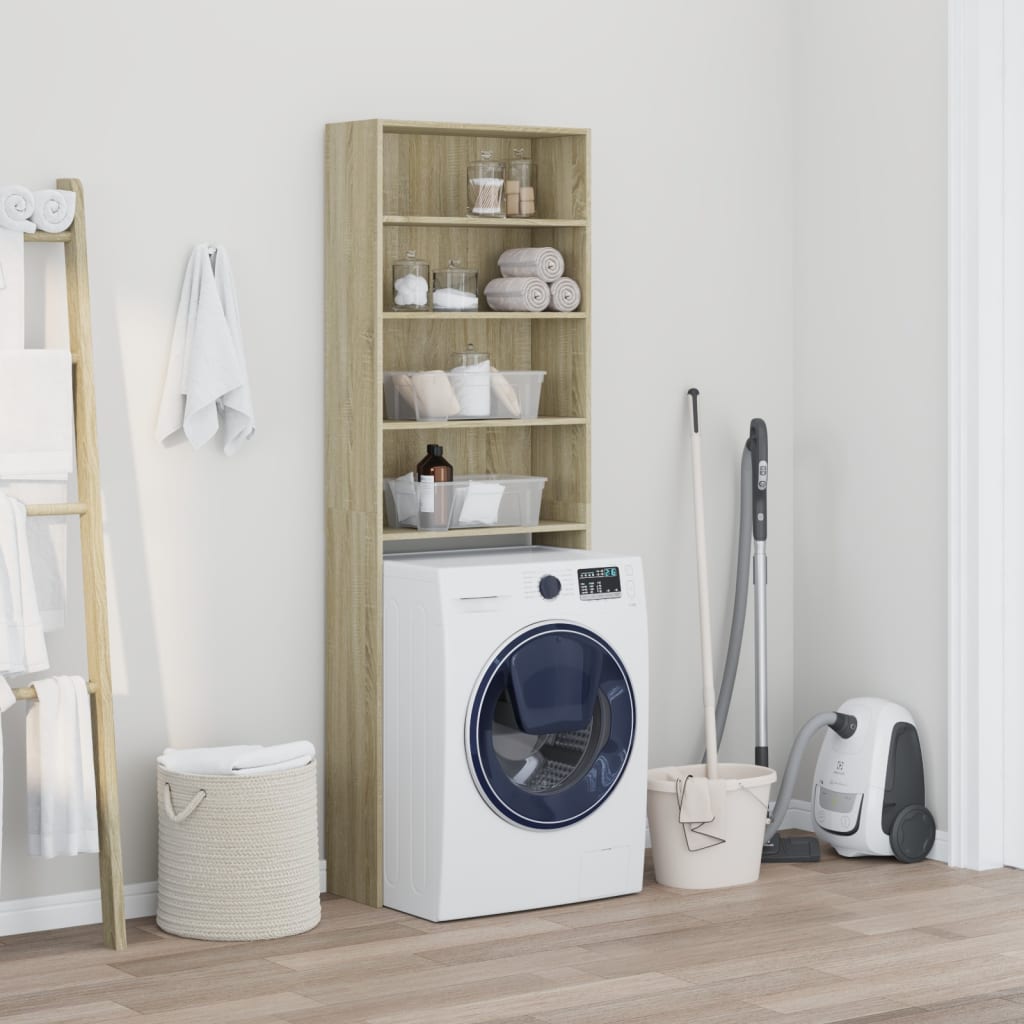 Washing Machine Cabinet Sonoma Oak 64x24x190 cm Engineered Wood