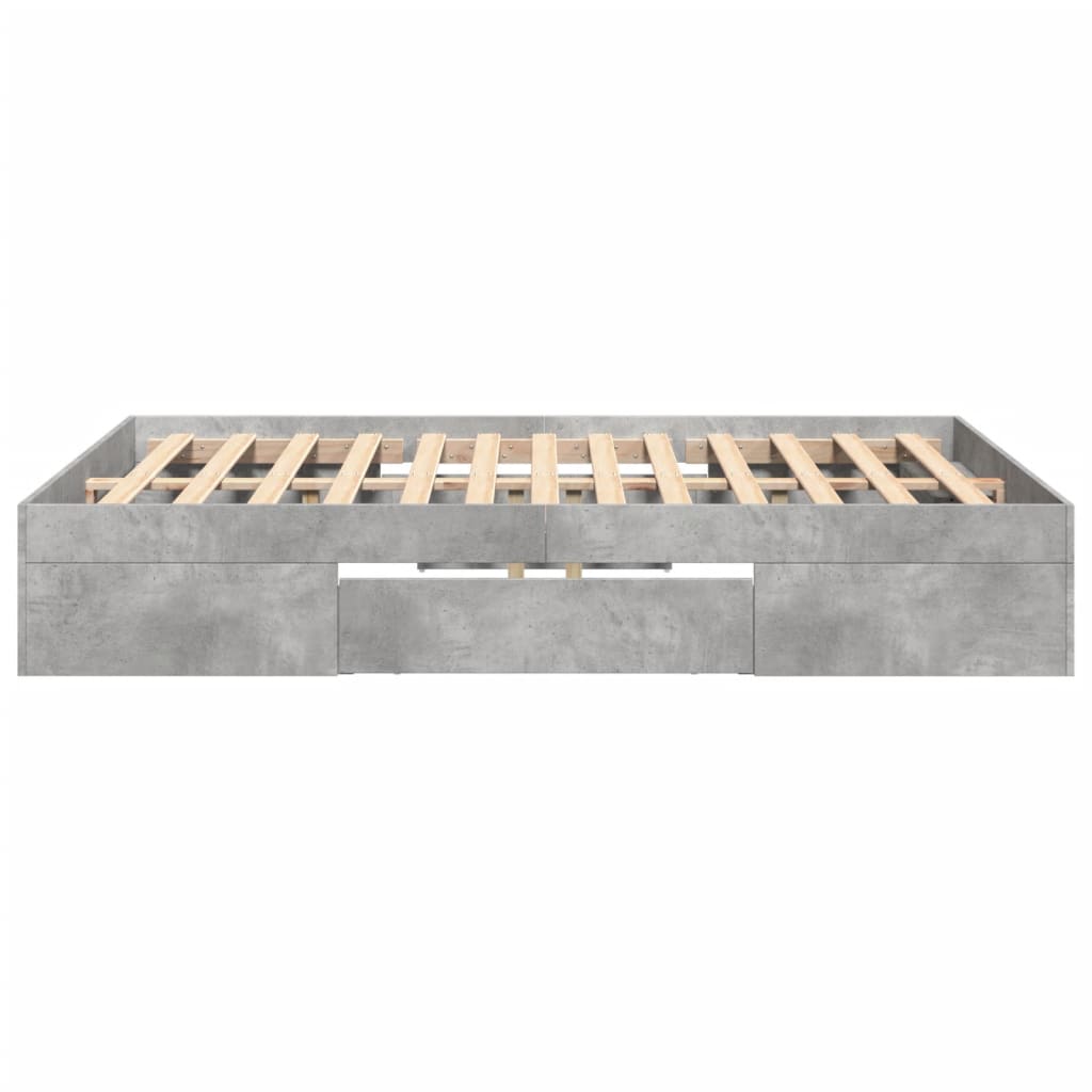 Bed Frame without Mattress Concrete Grey 135x190cm Engineered Wood