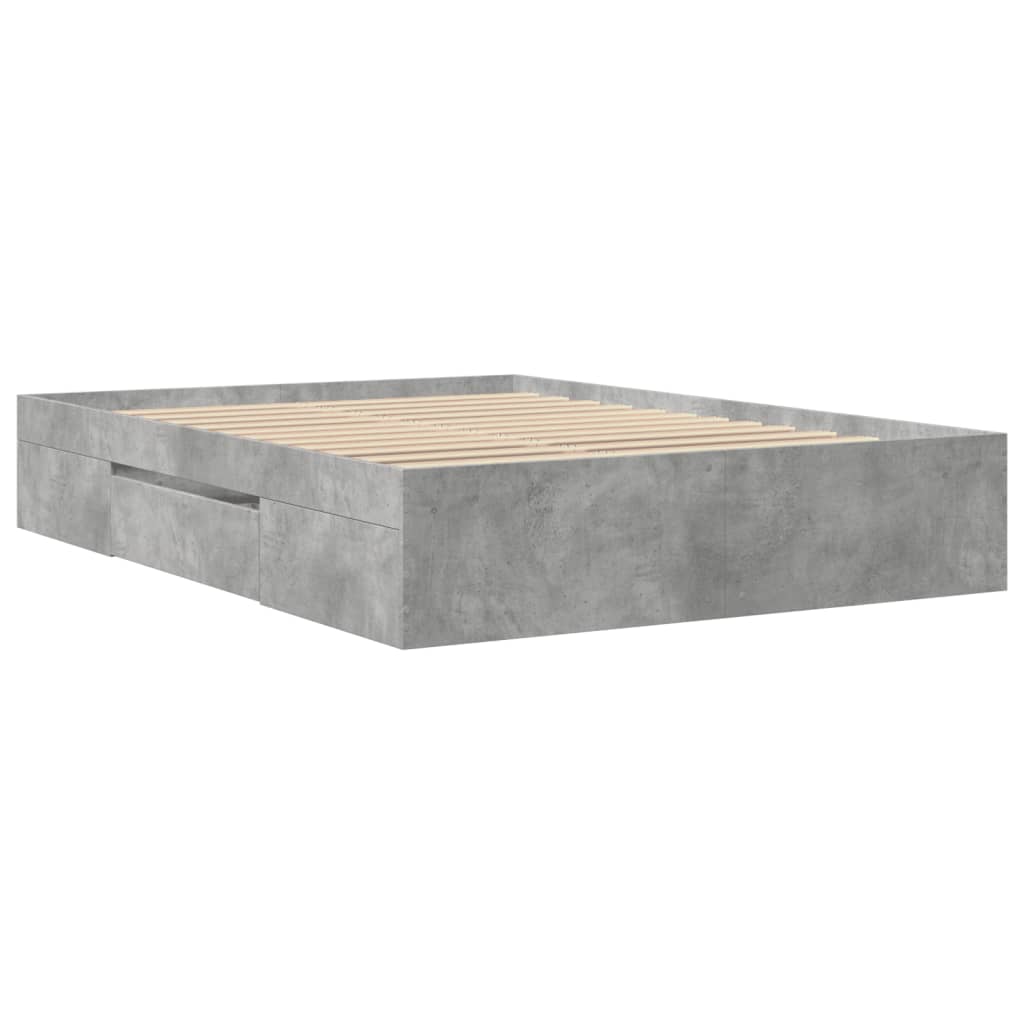 Bed Frame without Mattress Concrete Grey 135x190cm Engineered Wood