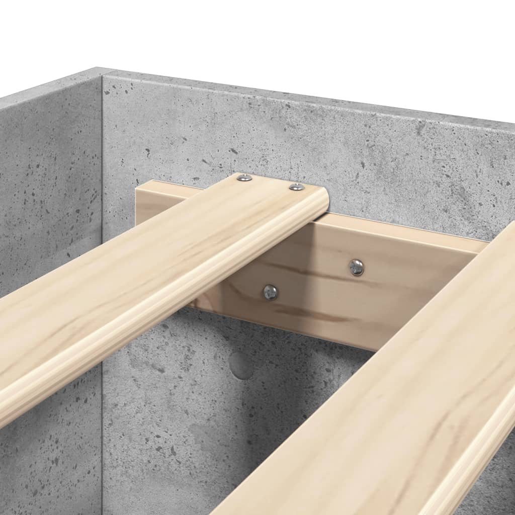 Bed Frame without Mattress Concrete Grey 135x190cm Engineered Wood