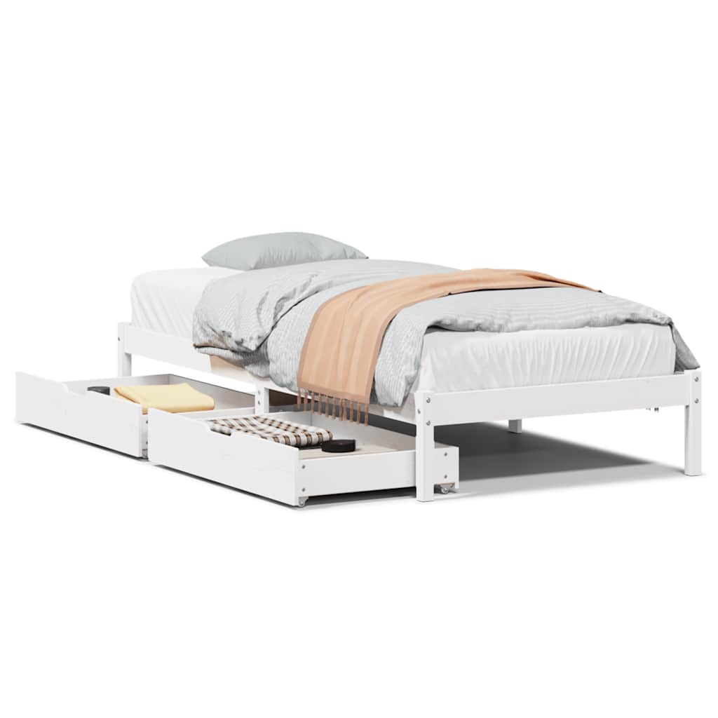 Bed Frame without Mattress White 75x190 cm Small Single Solid Wood Pine