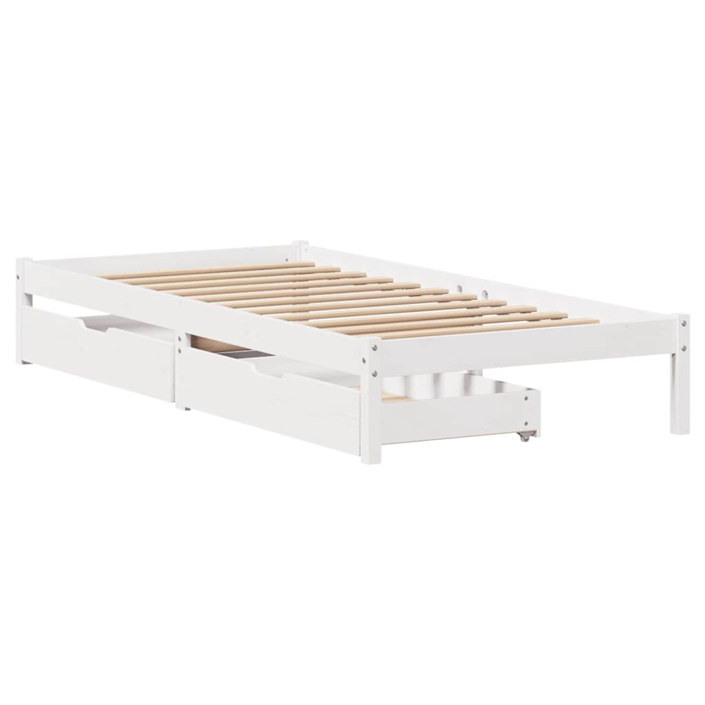 Bed Frame without Mattress White 75x190 cm Small Single Solid Wood Pine