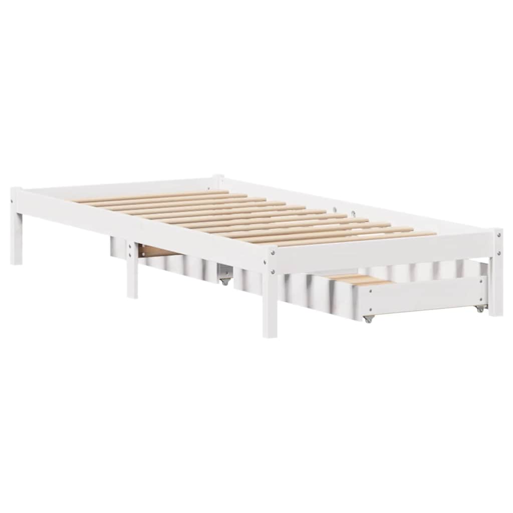 Bed Frame without Mattress White 75x190 cm Small Single Solid Wood Pine