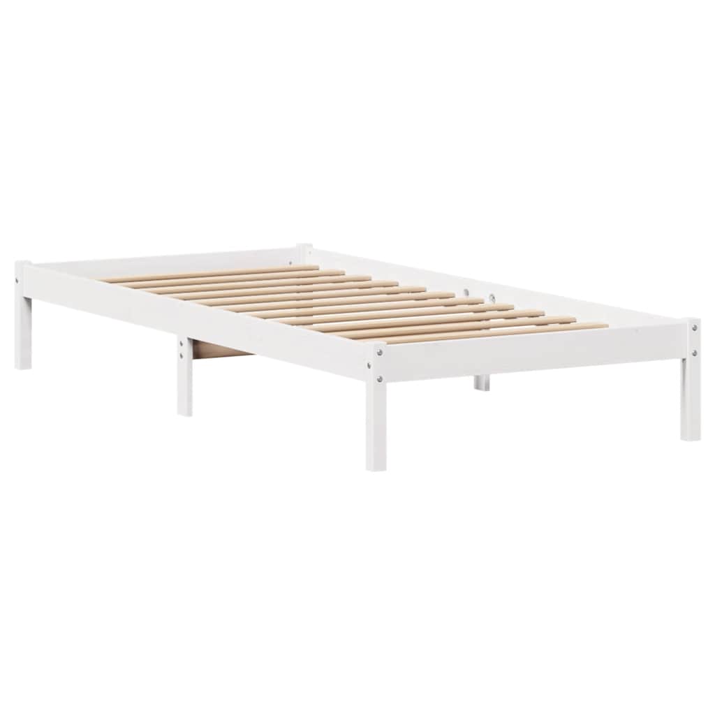 Bed Frame without Mattress White 75x190 cm Small Single Solid Wood Pine