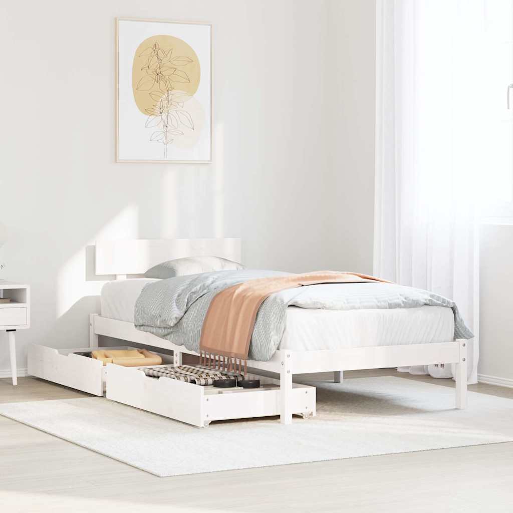 Bed Frame without Mattress White 75x190 cm Small Single Solid Wood Pine