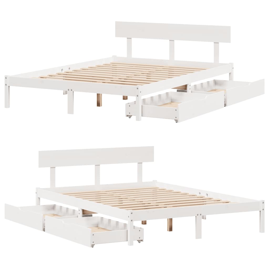 Bed Frame without Mattress White 120x190 cm Small Double Solid Wood Pine