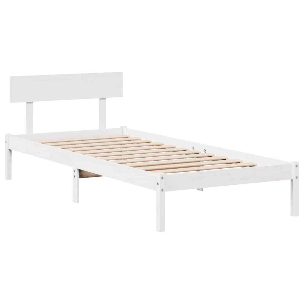 Bed Frame without Mattress White 100x200 cm Solid Wood Pine