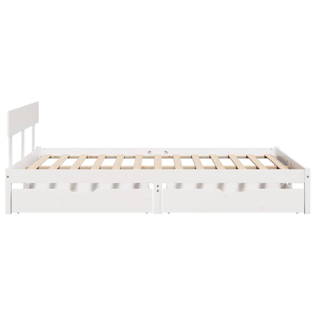 Bed Frame without Mattress White 150x200 cm King Size Solid Wood Pine