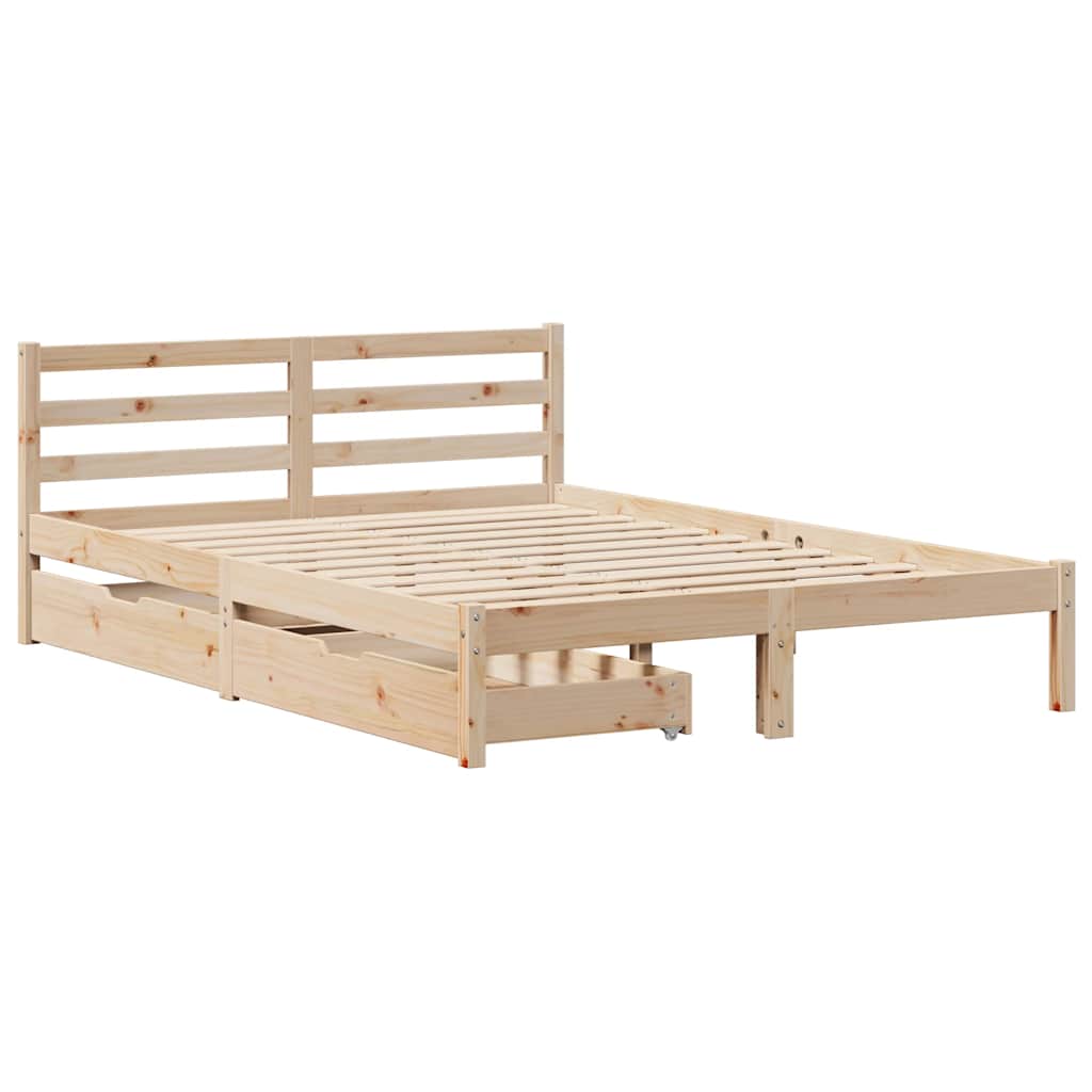 Bed Frame without Mattress 140x200 cm Solid Wood Pine
