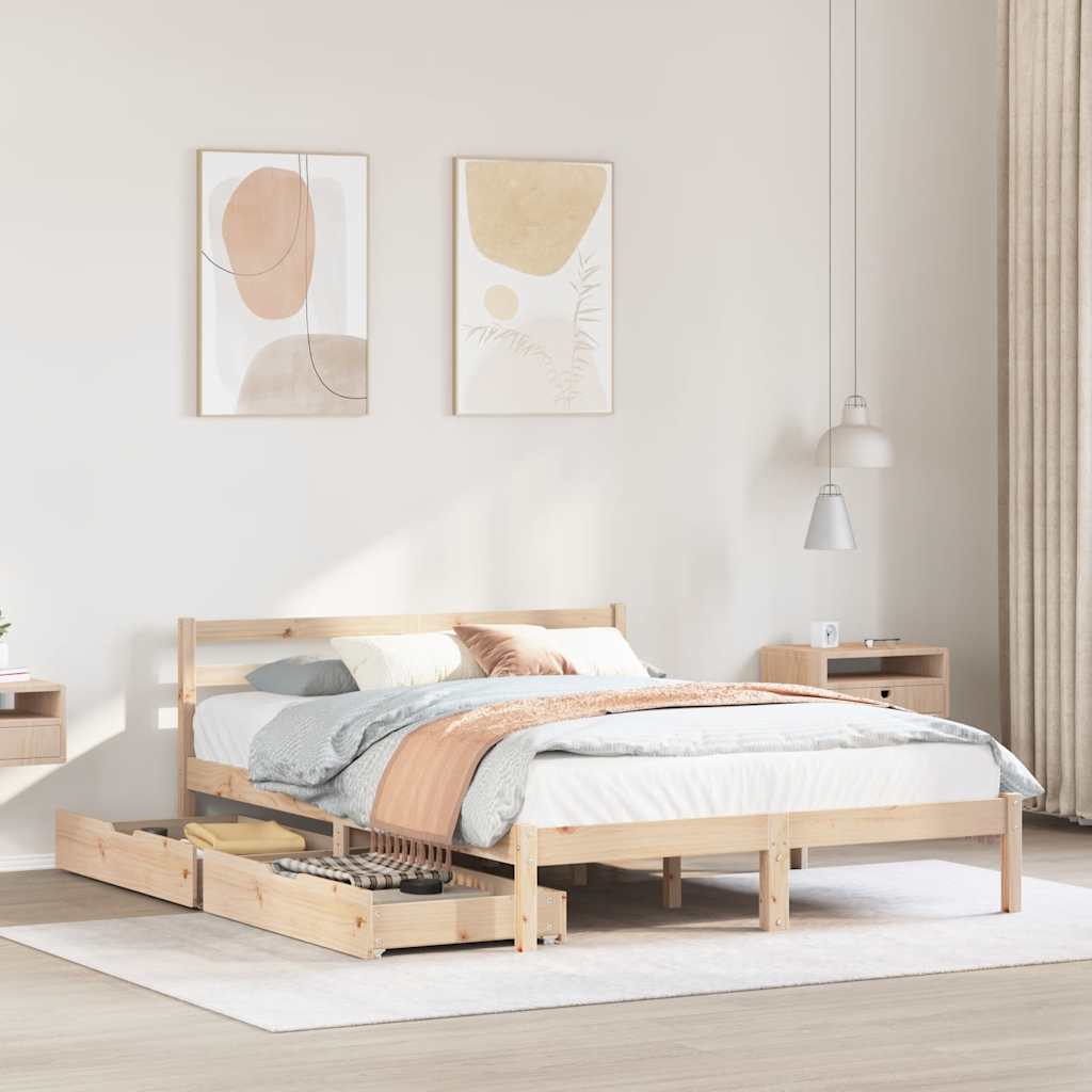 Bed Frame without Mattress 140x200 cm Solid Wood Pine