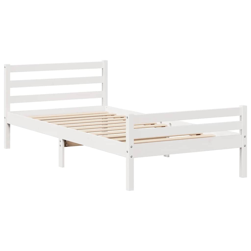 Bed Frame without Mattress White 100x200 cm Solid Wood Pine