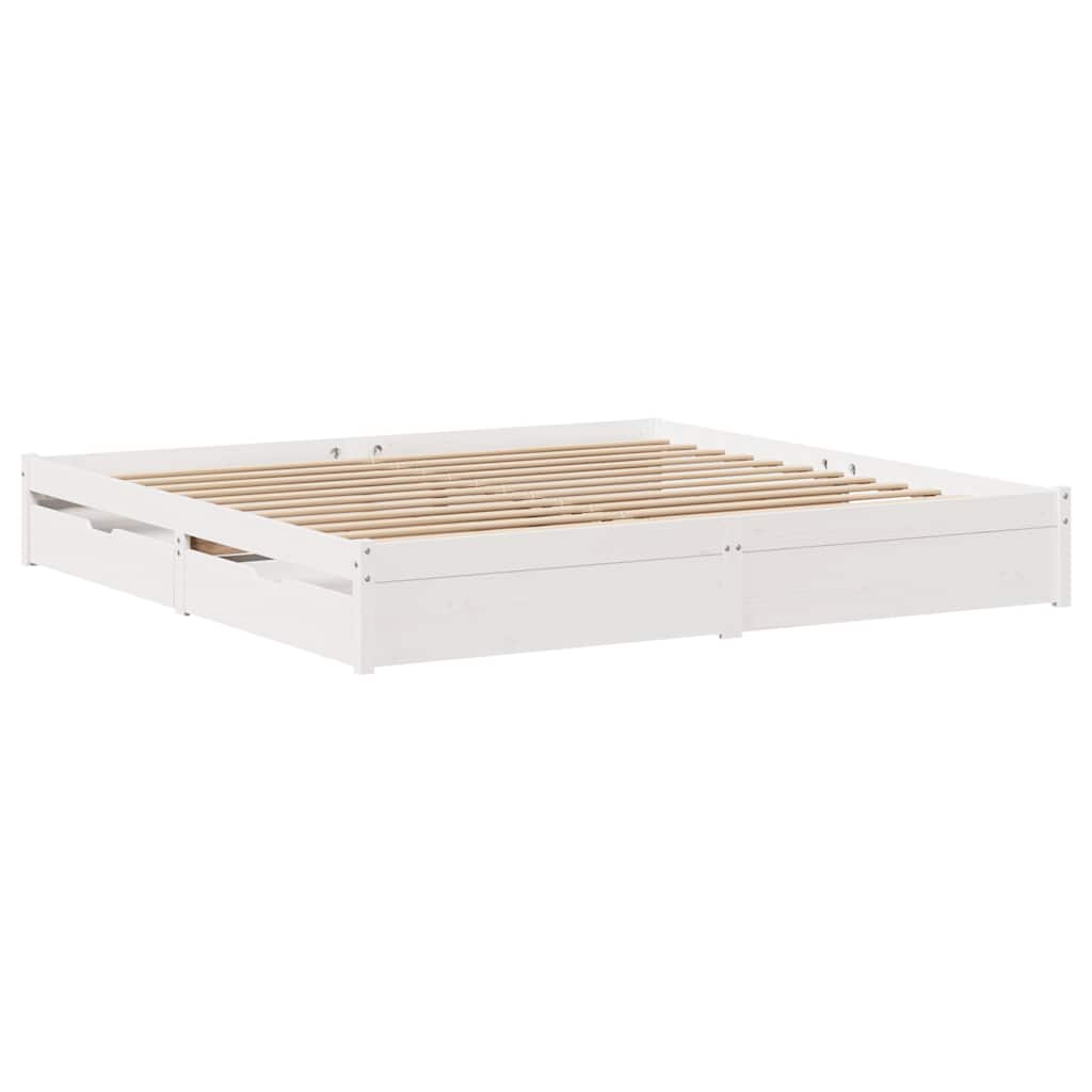 Bed Frame without Mattress White 200x200 cm Solid Wood Pine