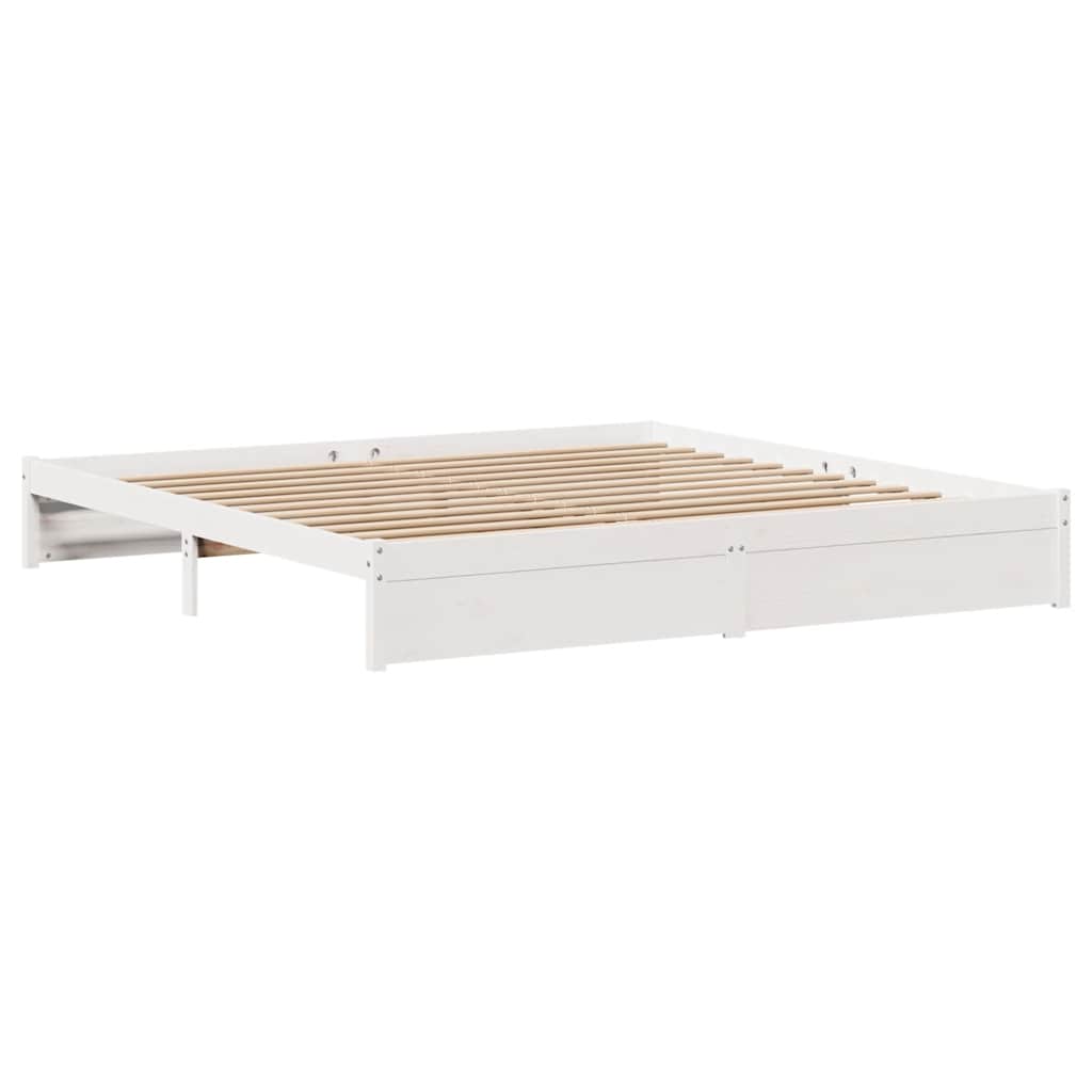 Bed Frame without Mattress White 200x200 cm Solid Wood Pine