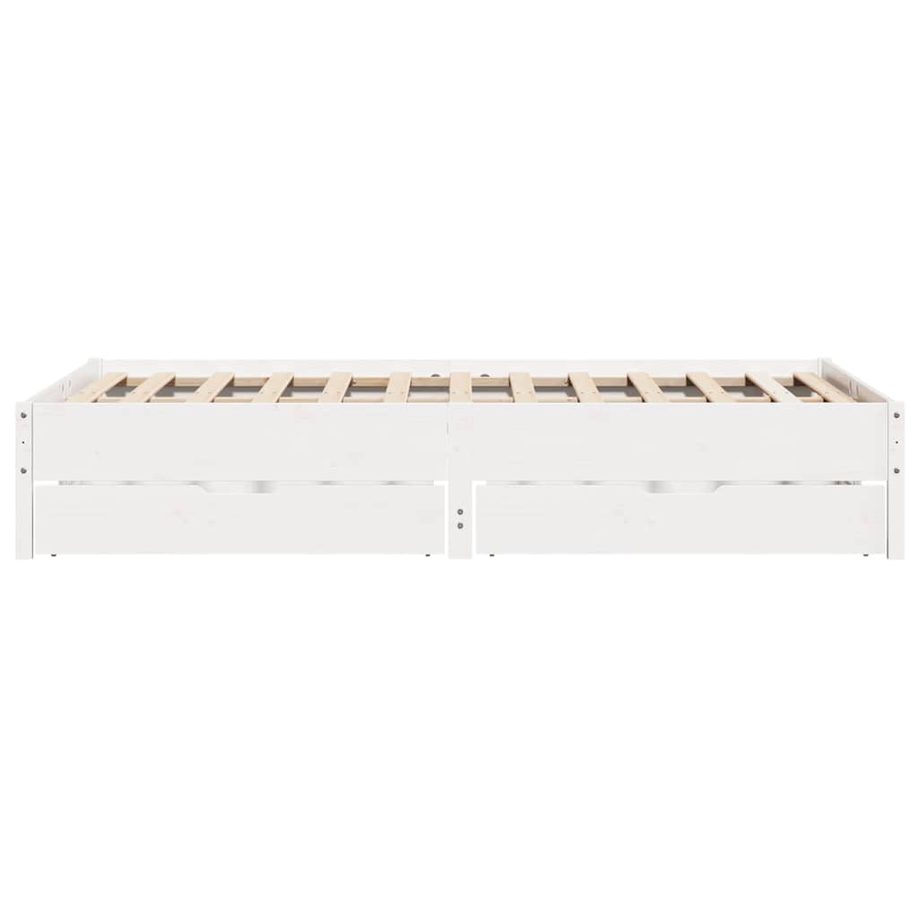 Bed Frame without Mattress White 150x200 cm King Size Solid Wood Pine