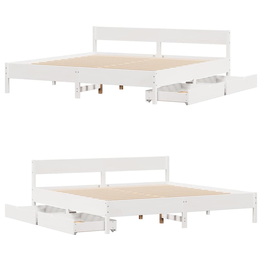 Bed Frame without Mattress White 200x200 cm Solid Wood Pine