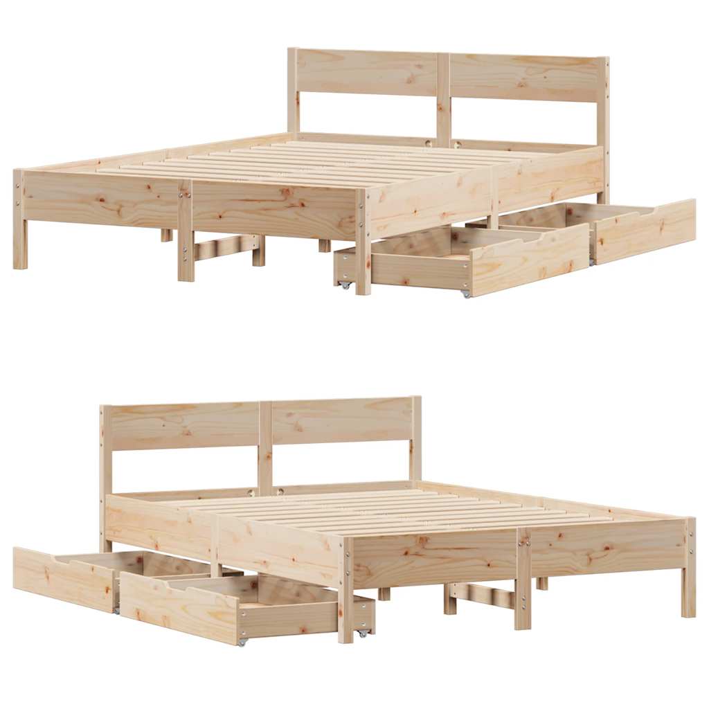 Bed Frame without Mattress 120x200 cm Solid Wood Pine