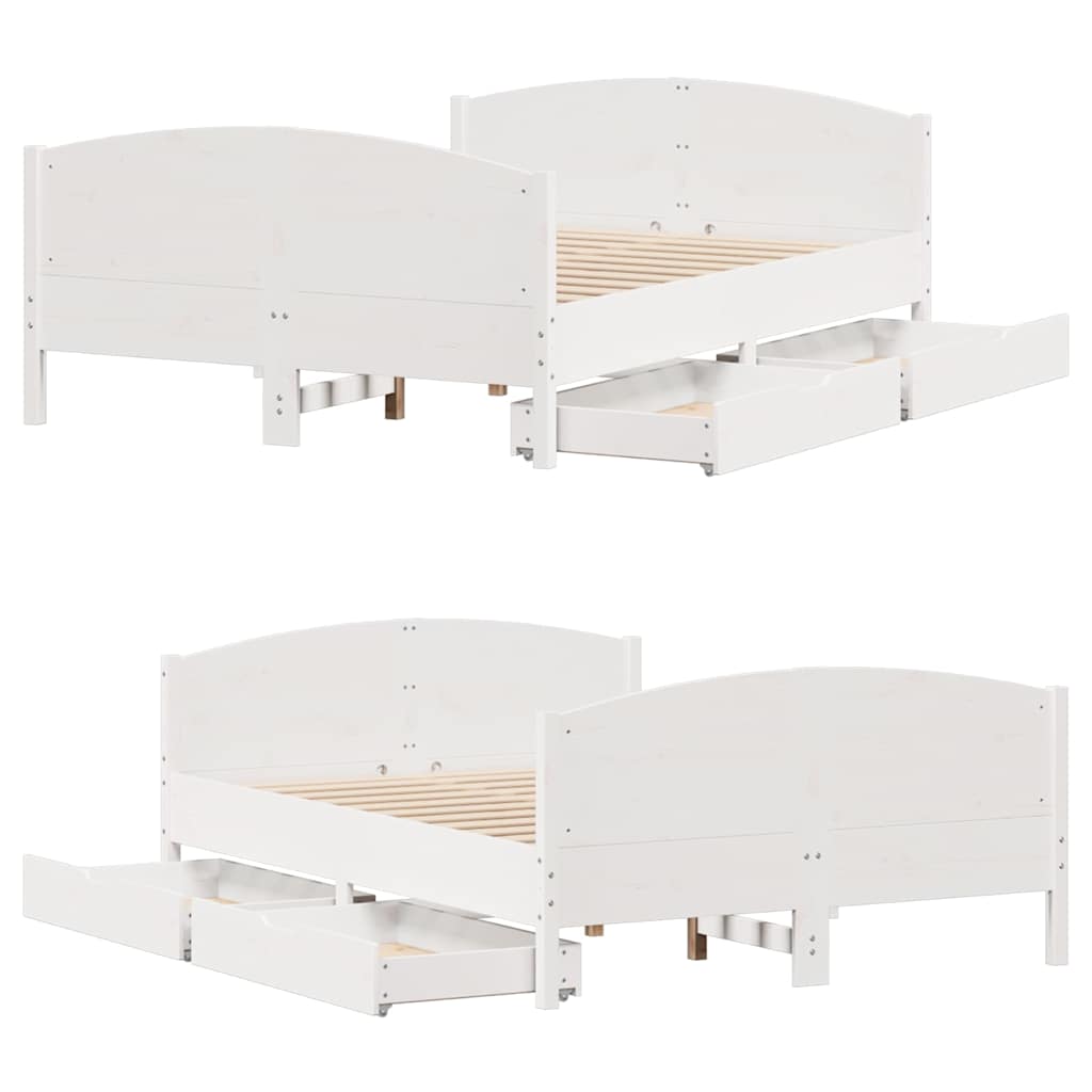 Bed Frame without Mattress White 140x200 cm Solid Wood Pine