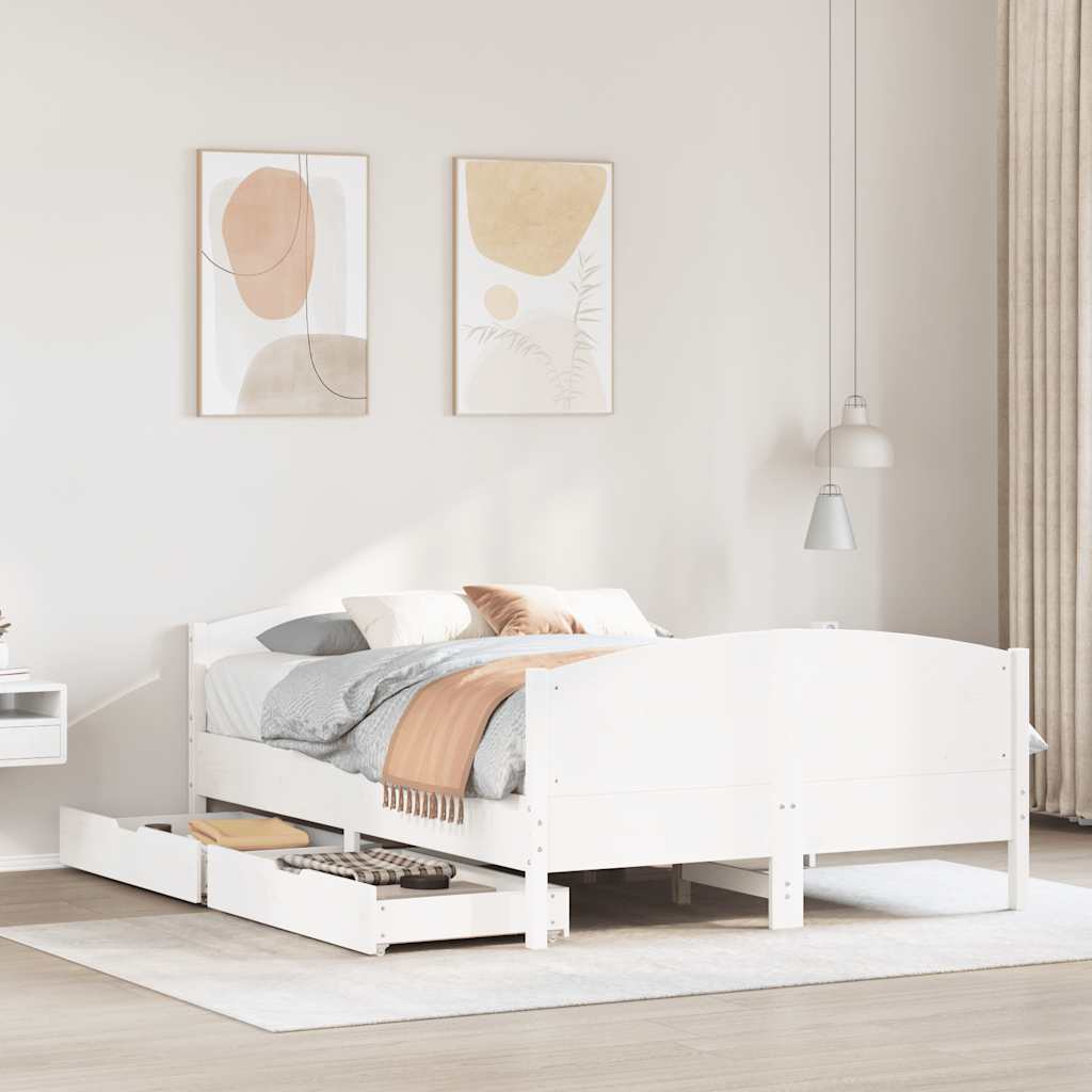 Bed Frame without Mattress White 140x200 cm Solid Wood Pine