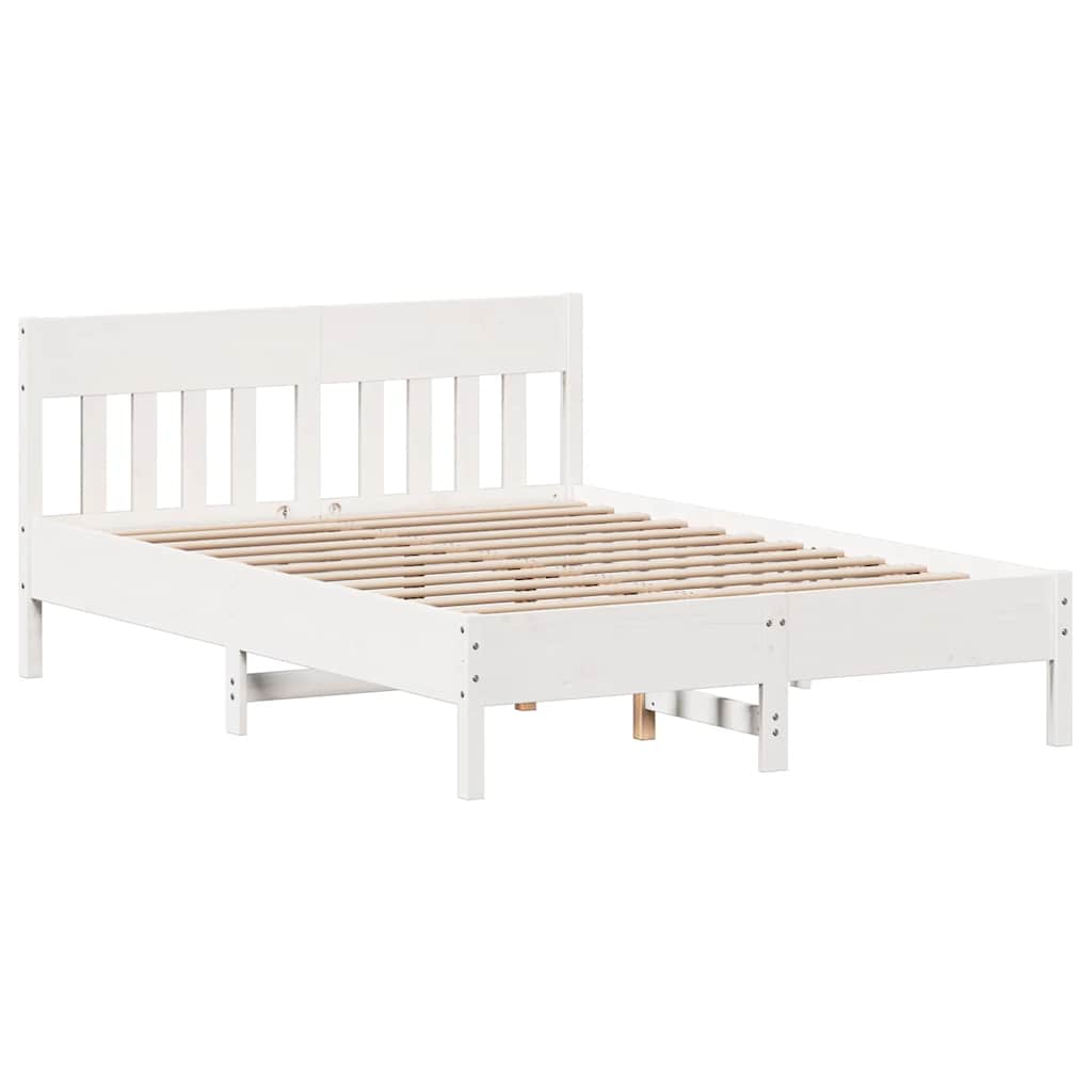 Bed Frame without Mattress White 140x200 cm Solid Wood Pine