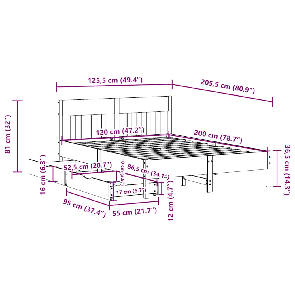 Bed Frame without Mattress White 140x200 cm Solid Wood Pine