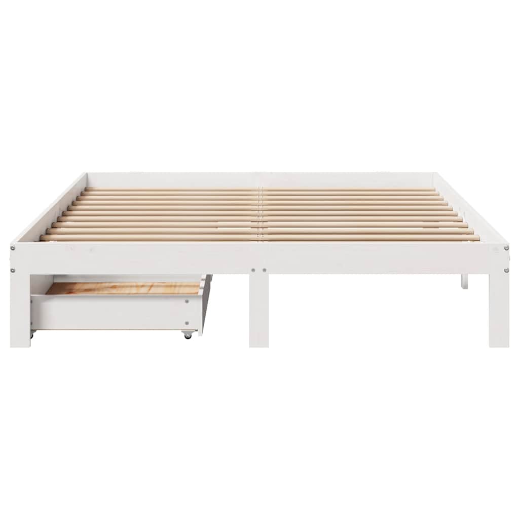 Bed Frame with Drawers without Mattress White 135x190 cm Double
